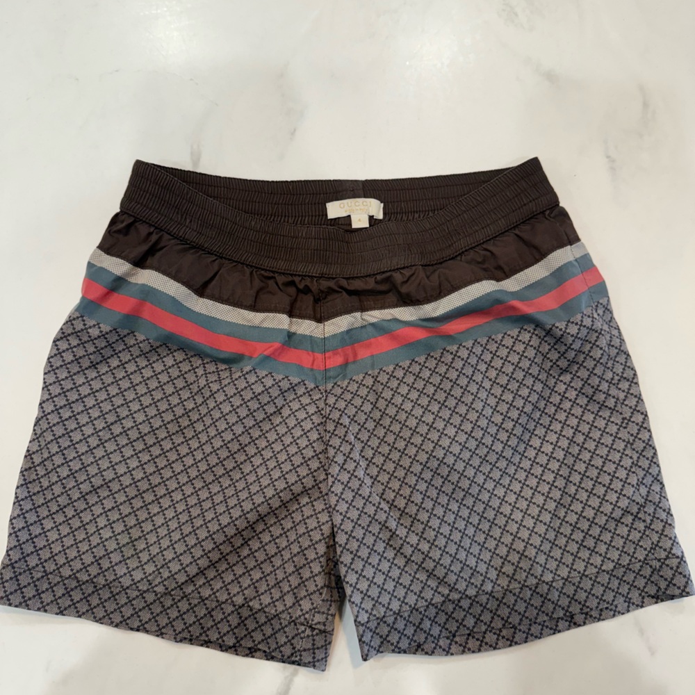 Gucci Kids' Brown and Gray Swim Shorts